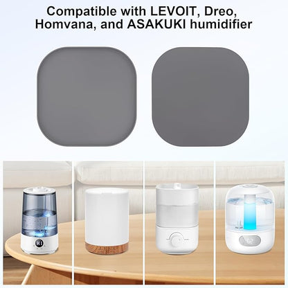 Silicone Humidifiers Drip Tray for LEVOIT, Dreo, ASAKUKI, Homvana Humidifiers, 10''x10'' Non-Slip & Leak-Proof Silicone Mat, Prevent Water Leakage and Protect Floor Surface (Grey)