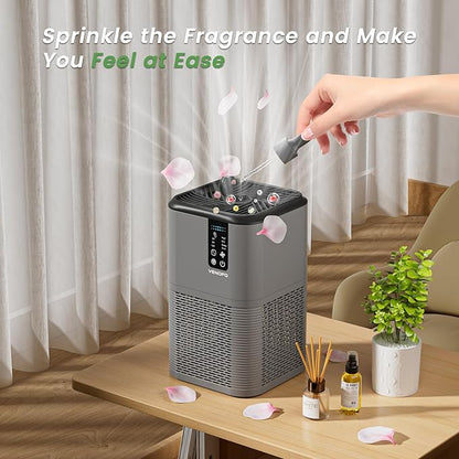 Air Purifiers for Home Large Room Up to 1750ft²,3-in-1 Filter with Sleep Mode,Air Purifier with Aromatherapy for Office,Living Room,Bedroom,Remove Smoke Odor,Home Pets,Grey Black