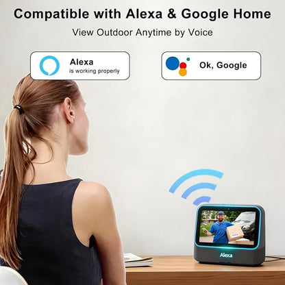 Doorbell Camera Wireless No subscription Required, 2K HD Battery Powered Smart Video door bell Camera with Chime, Wide Angle, Motion Alerts&Two‑Way Talk, Night Vision, Works with Alexa ,2.4G WIFI Only