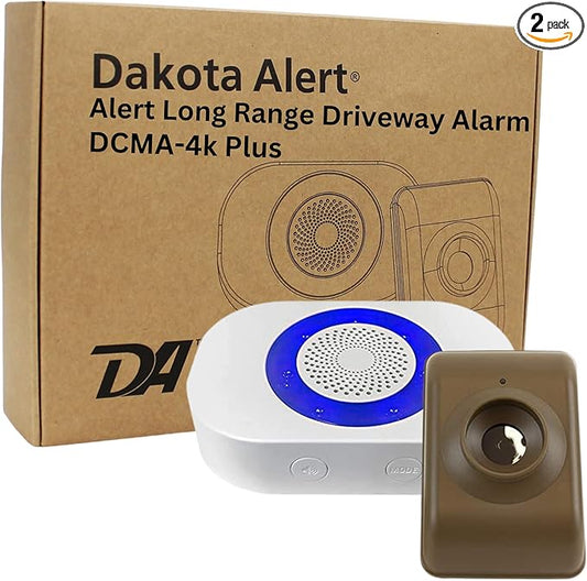 Dakota Alert Long Range Driveway Alarm Motion Detector - DCMA-4k Plus One Mile Wireless Range Alarm System - DCMT-4000 Transmitter & RE-4k Plus Receiver-Use Outdoors, Driveways, Entrances & Backyards