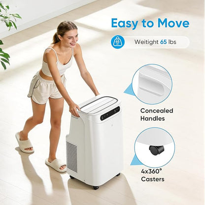 12000 BTU Portable Air Conditioners for Room Cooling up to 500 Sq. Ft, 3-IN-1 Quiet Portable AC Unit with Dehumidifier Fan, Remote Control, Smart Sleep Mode, 24H Timer, Windows Kit Included