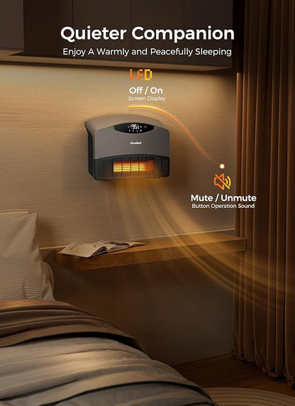 GiveBest Smart Wall Heater for Indoor Use, 1500W Electric Space Heater, Works with Alexa, Adjustable Thermostat, Remote Control, 24H Timer, Easy-mounted Heater for living Room Bedroom Office Garage