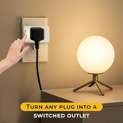 Touch & Glow - 2 Prong Outlet Switch - Single Port Outlet Extender with On/Off Switch - Power Plug for Kitchen Appliances, Lamp, Holiday Lights, Table Fans - Compact Power Adapter (White)
