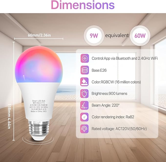 ORALUCE 丨 Bundle - LED Light Bulbs 1 Pack with Remote Control & A19 E26 Smart LED Light Bulb (Pack of 2)
