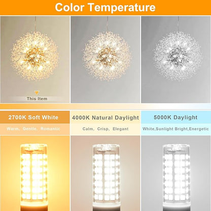 G9 LED Bulb Bi Pin Ceramic Base 2700K Soft White, 60W Halogen Equivalent T4 LED Light Bulbs, G9 Base Chandelier Light Bulb for Home Lighting, 600LM, Non-dimmable, 6 Pack