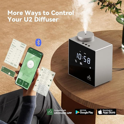 2026 Smart Waterless Diffuser, 2000 Sq.Ft Cold Air Scent Diffuser with Clock & Environmental Display | 7 Fragrance Levels, 9 Timer Settings, Hotel Collection Diffuser for Home & Large Rooms (Silver)