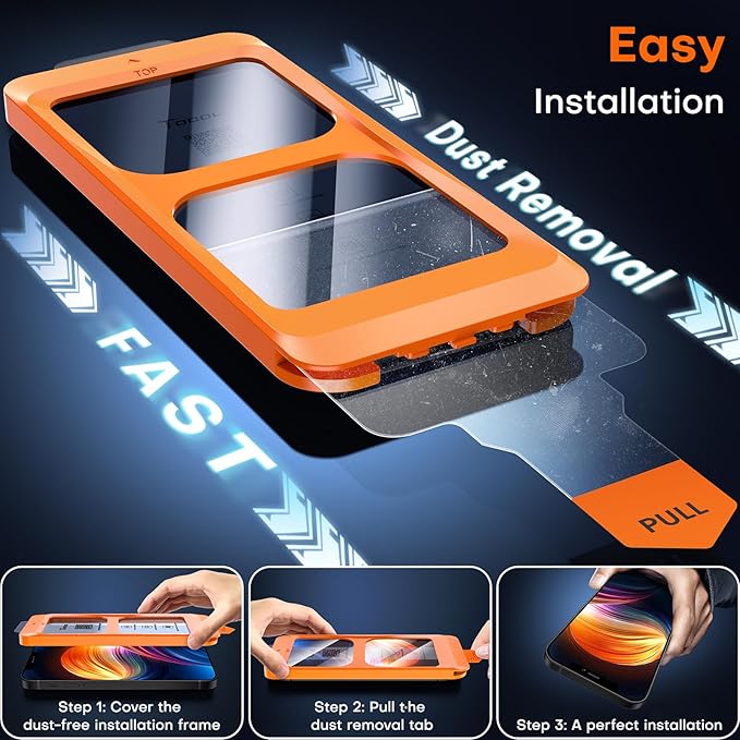 TOCOL for iPhone 12 Screen Protector/iPhone 12 Pro Screen Protector 9H Hardness Military Grade Shatterproof HD Tempered Glass Full Coverage Easy Installation Case Friendly 2 Pack