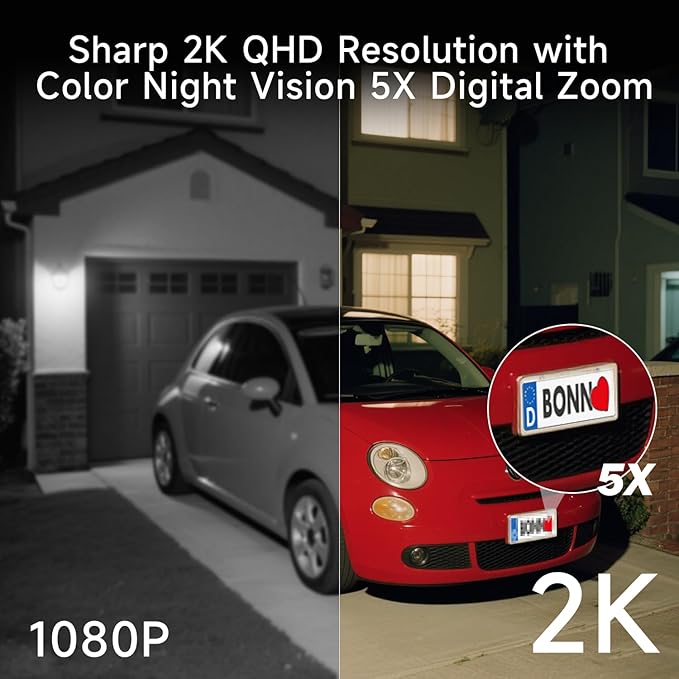 4pcs Wireless Security Cameras Outdoor,5G/2.4G Solar Cameras, 2K Battery Powered Surveillance Cameras for Outdoor Use, Color Night Vision, AI Detection, 2-Way Talk, IP65, SD/Cloud, Works Alexa