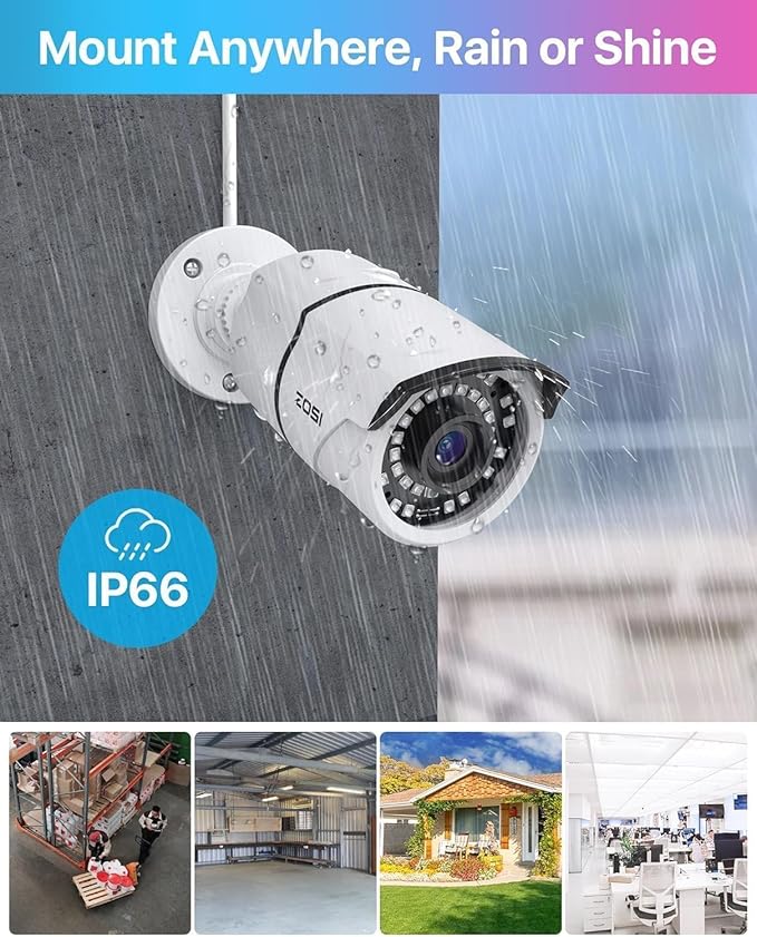 ZOSI 4K PoE Home Security Camera System with 2TB HDD, 8pcs 5MP Weatherproof Outdoor Indoor Metal Cameras, 120ft Night Vision, Person Vehicle Detection, 8 Channel 8MP NVR Recorder for 24/7 Recording