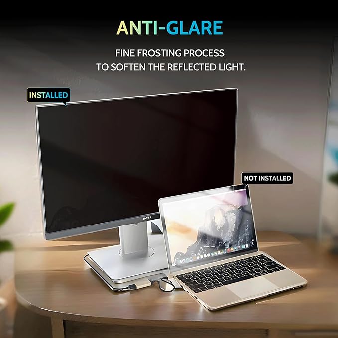Peslv [2-Pack] 22 Inch Privacy Screen for Computer Monitor 16:10 Aspect Ratio, Eye Protection Anti Blue Light Glare Shield, 22inch Removable Black Blackout Anti Spy Desktop Security Private Filter