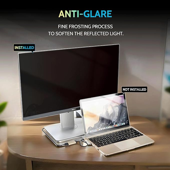 Peslv [2-Pack] 27 Inch Privacy Screen for Computer Monitor 16:9 Aspect Ratio, Eye Protection Anti Blue Light Glare Shield, 27inch Removable Black Blackout Anti Spy Desktop Security Private Filter