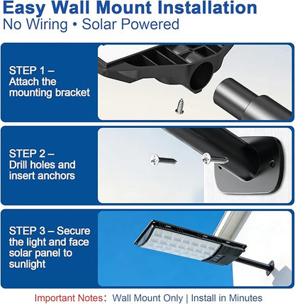 Solar Street Lights Outdoor, 2-Pack 45000LM, Dusk to Dawn Motion Sensor Light with Remote, 7500K LED Solar Flood Light, IP67 Waterproof Wall Mount Security Light for Yard, Garage, Driveway