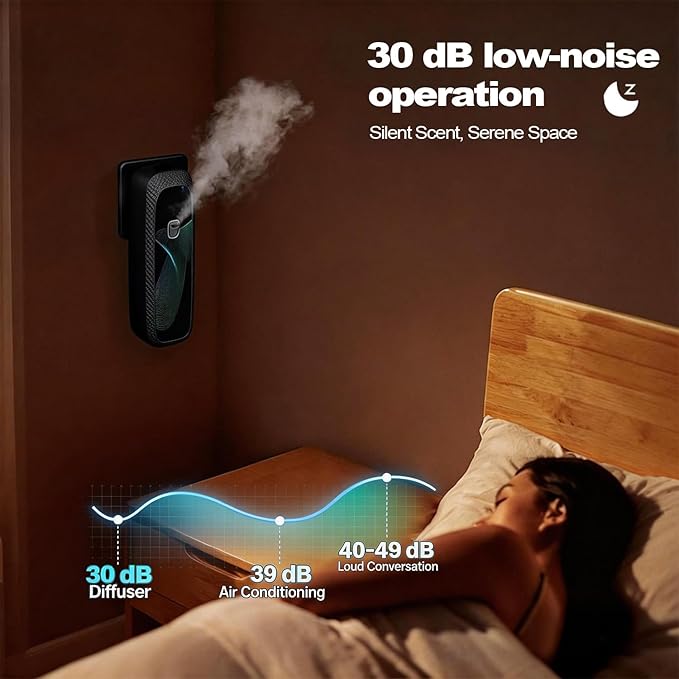 Smart Waterless Diffuser Plug in Wall for Essential Oils, App Control, 100ML, Covers Up to 800 sq ft for Home, Office, Spa & Studio - Black