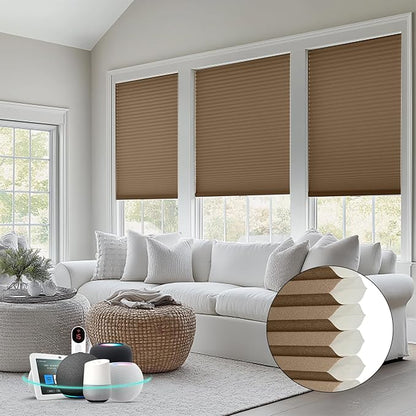 Bringnox Smart Motorized Cellular Shades,with Google Home and Alexa Via HUB,and Customized(Filtering Toffe-103, Light Filtering)