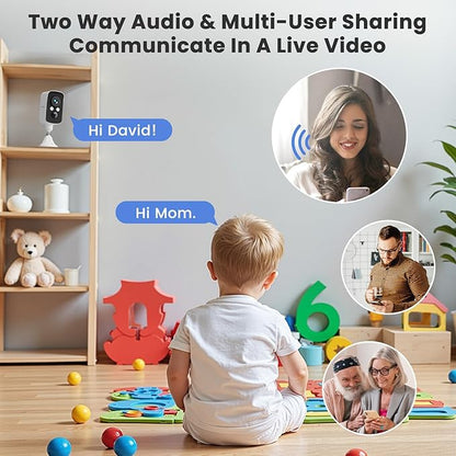 Security Camera Wireless Outdoor, 2.4G WiFi, Battery & Solar Powered, Magnetic, Free Human Detection, Free 7-Day Cloud/SD, Night Vision, Siren, 2-Way Talk, 2K, IP65