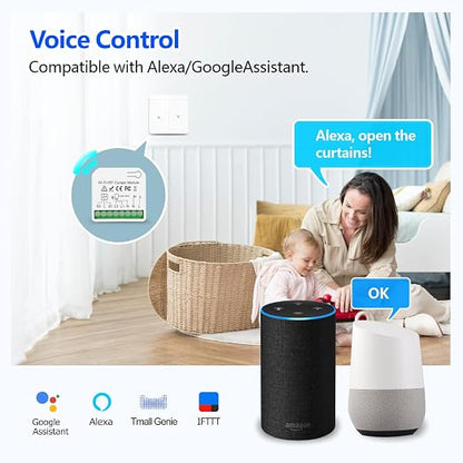 DieseRC WiFi Smart Roller Shutter Controller Module, Tuya APP WiFi Control Compatible with Alexa/Google Home APP Control and Manual Switch, Electric Motor Switch