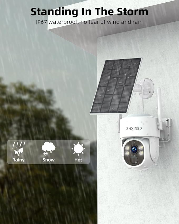 2.5K Outdoor Solar Wireless Security Camera System, 4-Camera Kit with 10" Monitor for Home Surveillance 360° View, 2.4/5GHz WiFi, Forever Power, 64GB Storage, No Subscription, No Monthly Fee