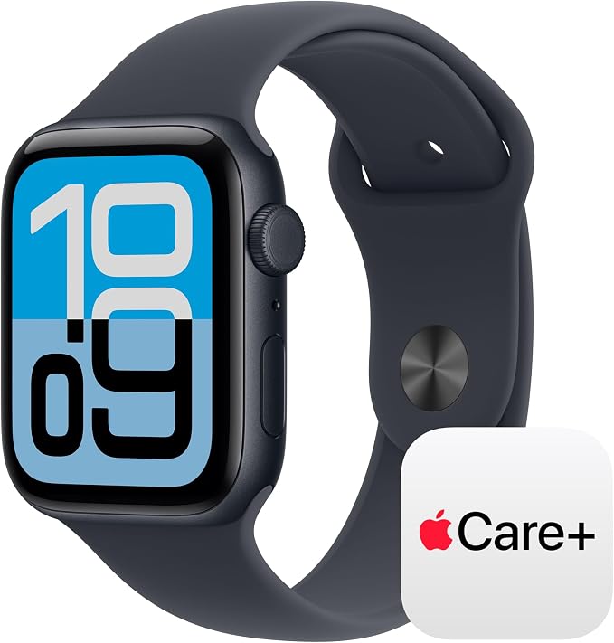 Apple Watch SE 3 [GPS + Cellular 44mm] Smartwatch with Midnight Aluminium Case with Midnight Sport Band - M/L. Fitness and Sleep Trackers, Heart Rate Monitor with AppleCare+ (2 Years)