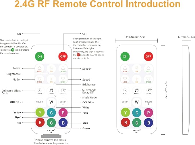 PAUTIX RGBW LED Controller Kit SP644E,2.4G RF Wireless Remote Control,RGBW LED Controller/Dimmer,for RGBW LED Strip Light,with Music Mode,Group Control(Without Battery)