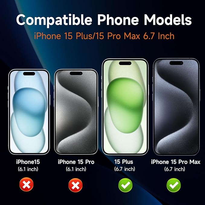 3-Pack for Privacy Screen Protector for iPhone 15 Pro Max / 15 Plus 6.7 inch, Sensor Protection,9H Full Coverage Screen Tempered Glass Anti-Spy No Bubbles Case Friendly