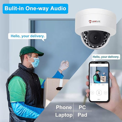 Anpviz 8 Channel 6MP PoE Security Camera System, 8X 6MP Wired IP PoE Dome Camera with Smart AI Human Vehicle Detection, Built-in Mic,Remote Acces 4K 8CH NVR 2TB HDD, (U Series)