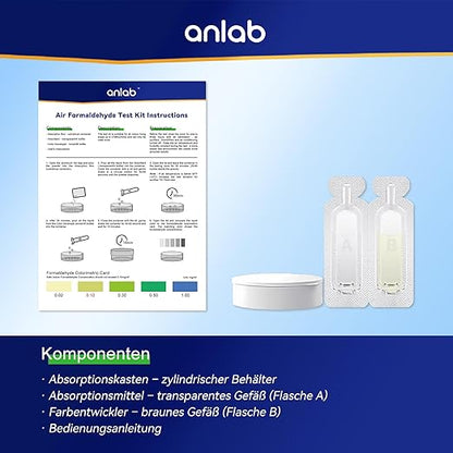 anlab™ Air Formaldehyde (HCHO) DIY Test Kit - Used for Air Quality Testing, Detector Used for Home, Residential, Business, Hotel, Hospital, School, Furniture, Auto (Pack of 5)