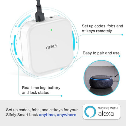 Sifely Smart Lock Wired Gateway - Remote Access Hub for Sifely Smart Door Lock, Works with App & Alexa (Model G3P, Power Over Ethernet, PoE Wired)