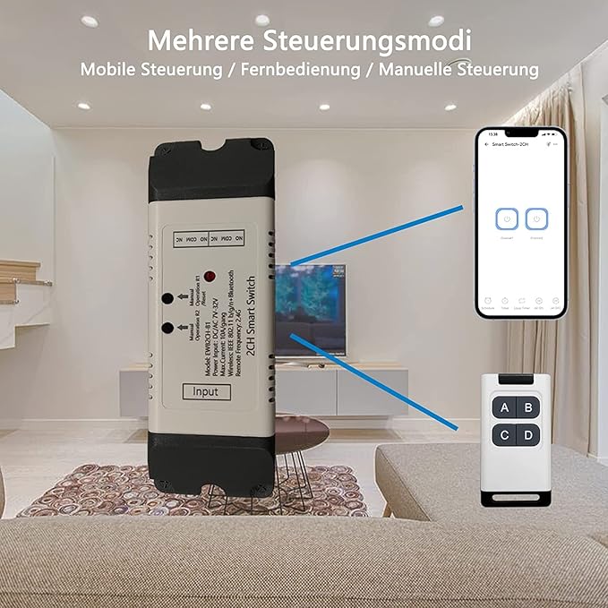2 Channel EWelink Wireless Switch with Enclosure WiFi Switch Module Remote Control DIY Smart Home Bluetooth Relay 5V/AC85V-250V Power Input Compatible with Alexa Google Home