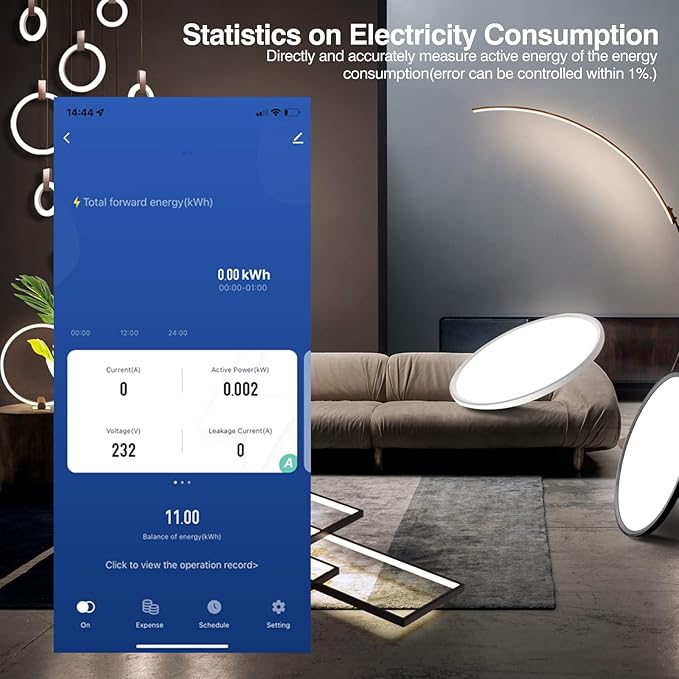 eMylo Smart Watt Meter Single-Phase AC 63A 80-400V, Tuya WiFi Power Meter Energy Monitor APP Remote Control, Circuit Breaker and Leakage Protection Suitable for Apartment Factory Home Energy Monitor