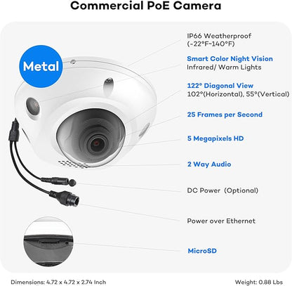 ONWOTE 8 Channel PoE Security Camera System, 2 Way Audio, 8X 5MP IK10 Vandal-Proof IP Cameras, AI Detection, Color Night Vision, Wired CCTV Kit for Home Business, 6MP NVR (No Hard Drive Included)