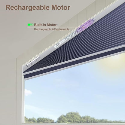 Godark Smart Angled Customized Blackout Honeycomb Blinds Suitable for Trapezoidal/Triangular/Polygonal Windows Motorized Cellular Shades Compatible with Alexa/Google Home/Tuya APP-Dark Blue