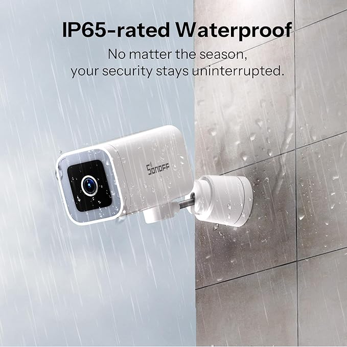 SONOFF CAM-B1P Outdoor Security Camera, 2K HD & Color Night Vision, 180 Panoramic View, AI Human Detection & Tracking, IP65 Weatherproof, Two-Way Audio, Works with Smart Home Platforms