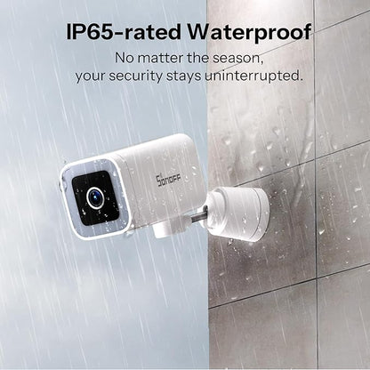 SONOFF CAM-B1P Outdoor Security Camera, 2K HD & Color Night Vision, 180 Panoramic View, AI Human Detection & Tracking, IP65 Weatherproof, Two-Way Audio, Works with Smart Home Platforms
