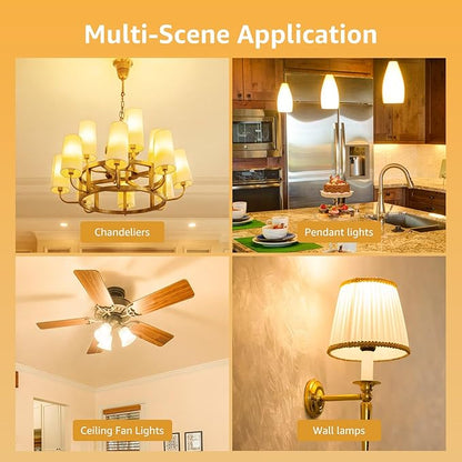 Lepro E12 LED Candelabra Light Bulbs, 5.5 watt, 40 watt Equivalent C37 B11 Ceiling Fan Bulb Chandelier Bulbs, 2700 Kelvin Warm White Type B Small Base Candle Lights, Frosted Plastic Shell, 3-Pack