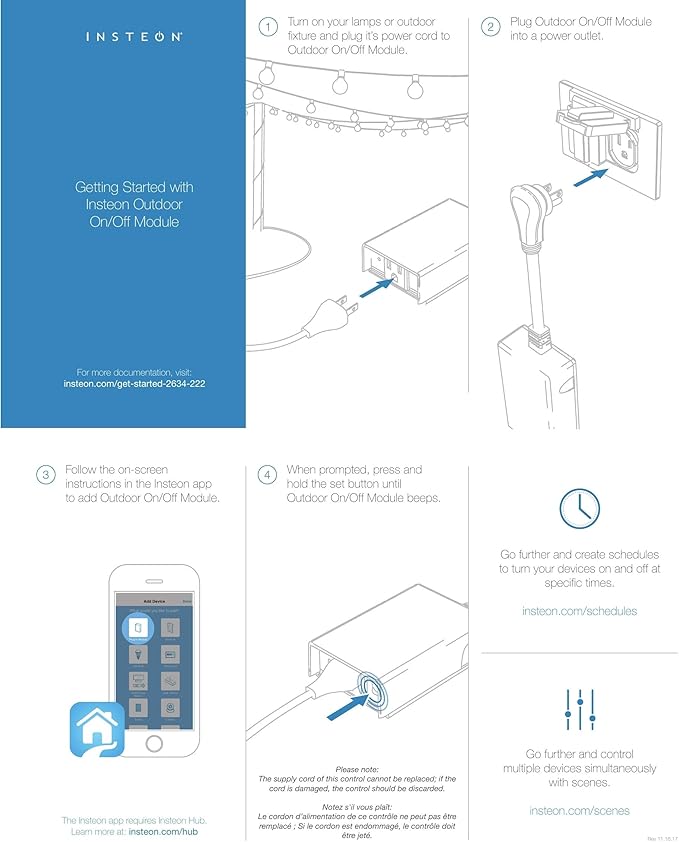 Insteon Smart Outdoor On/Off Plug-in Module, 1800W, 3-Pin, 2634-222 - Indoor or Outdoor Use, Tested for Rain and Ice - Requires Insteon Hub for Voice Control with Amazon Alexa and Google Assistant