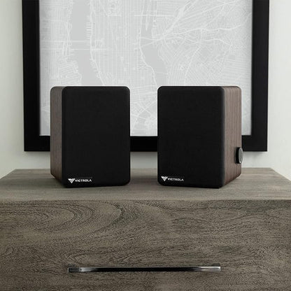 Victrola M1 Monitors – Powered Bookshelf Monitor Speakers, Bluetooth Wireless Streaming, Premium Stereo Sound, Pairs with Premiere T1 & More, RCA & Aux Input, Multi-Device Pairing (Black)