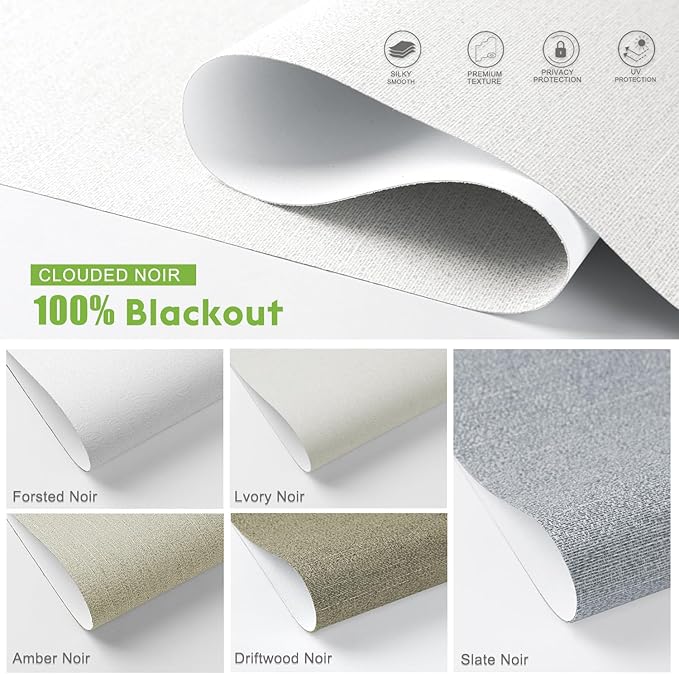 Motorized Blinds with Remote，100% Blackout Smart Blinds Motorized Roller Shades Compatible with Alexa Automatic Blinds for Windows Electric Window Blinds Customized Size Clouded Noir
