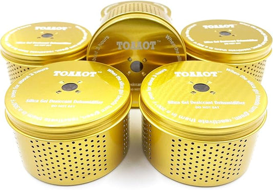 Gun Safe Dehumidifier, Moisture Absorber, 200g Small Silica Gel Desiccant Canister for Gun Cabinets & Safes, Aluminum Shell, Reusable