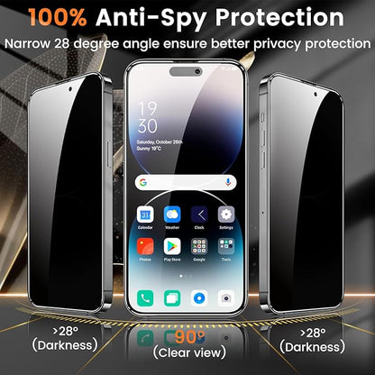 Lesakit 3+3 Pack Privacy Screen Protector for iPhone 14 Pro 6.1-Inch with 3 Pack Camera Lens Protector, Anti Spy Tempered Glass Film 9H Hardness Bubble Free Case Friendly