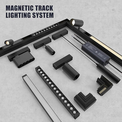 SCON Horizontal Corner Joint Connector for Recessed Magnetic Track Lighting, Professional Grade Aluminum Corner Piece to Create Custom L-Shape Layouts, 24V, Compatible Magnetic Track System