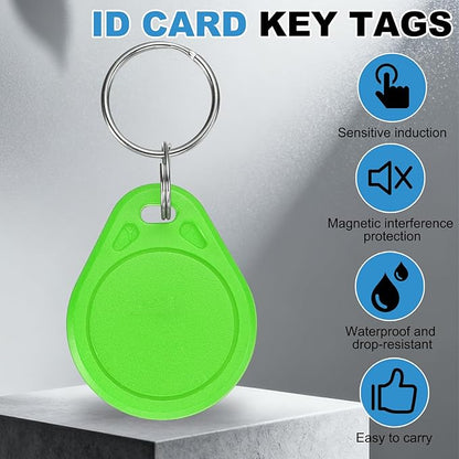 PATIKIL 10 Pcs 13.56MHz CUID Writable Rewritable Smart Key Fobs, Clone IC Key Fob Tags Blank Smart Card Key Classic 1K for Entry Access Control System, Bright Green