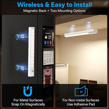 Under Cabinet Lighting with Charging Station,Rechargeable Motion Sensor Light Indoor,LED Closet Lights,3 Colors Dimmable,Magnetic for Kitchen,Wardrobe,Bedroom,Drawer 6Pack