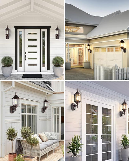 Redluck Motion Sensor Outdoor Lights, 16 inch Dusk to Dawn Outside Porch Lights, Waterproof Anti-Rust Aluminum Outdoor Wall Lights for House, Garage, Front Door, Antique Black and Bronze Gold