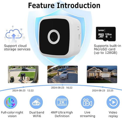SOIADV 2K Wireless Window Camera,No-Drill Install,2.4GHz & 5GHz WiFi Indoor Cameras for Home Security,AI Human & Vehicle Detection, 6s Pre-Roll, Battery Powered,4MP Color Night Vision,SD/Cloud
