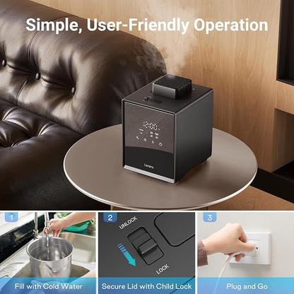 Livatro 3L Stainless Steel Humidifiers for bedroom with Warm Mist Steam