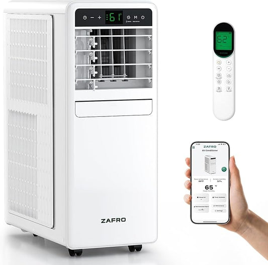 ZAFRO Portable Air Conditioners, 10000 BTU (6000 BTU SACC), Smart AC Unit with Drainage-free Cooling, Fan & Dehumidifier, Portable AC with APP/Remote, 47dB Quiet, 24H Timer for Living Room, Bedroom