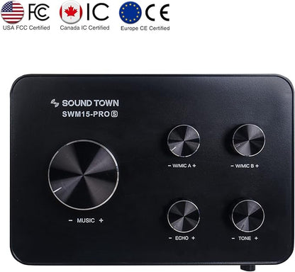 Sound Town 16 Channels Wireless Microphone Karaoke Mixer System, Supports HD ARC, Optical (Toslink), Smart TV, Media Box, PC, Bluetooth, Soundbar, Receiver, AUX (SWM15-PROS)