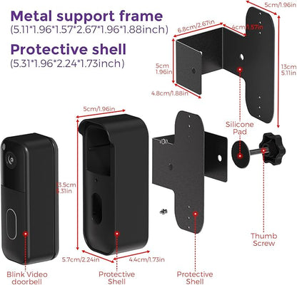 Blink Doorbell Mount for Blink Video Doorbell 2nd Gen (2025) – Anti-Theft No-Drill Security Mount with Protective Cover, Zero Sensor Interference, Weatherproof, Black