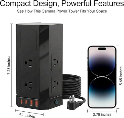 Surge Protector Power Strip with Hidden Camera for Home Office-No Night Vision