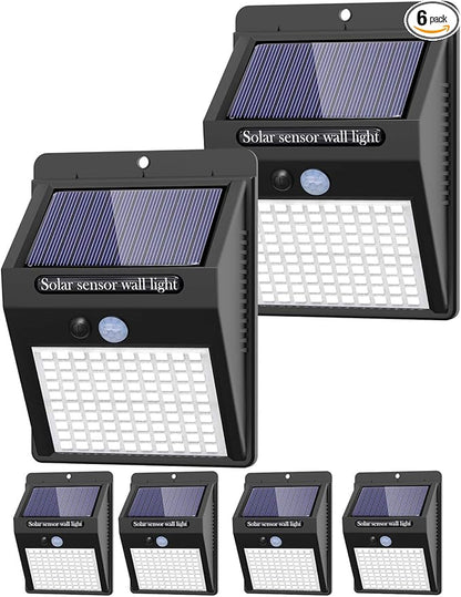 6 Pack Outdoor Solar Motion Lights - 3 Modes/100LED Wireless, IP65 Waterproof Solar Security Lights with Motion Sensor for Front Door, Backyard, Garage, Deck